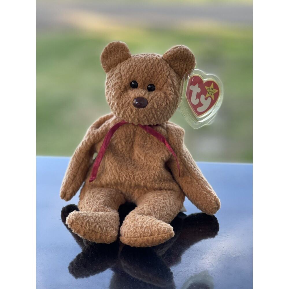 Ty Original Beanie Baby Curly 1993 Retired PE Pellets Beer Teddy‎